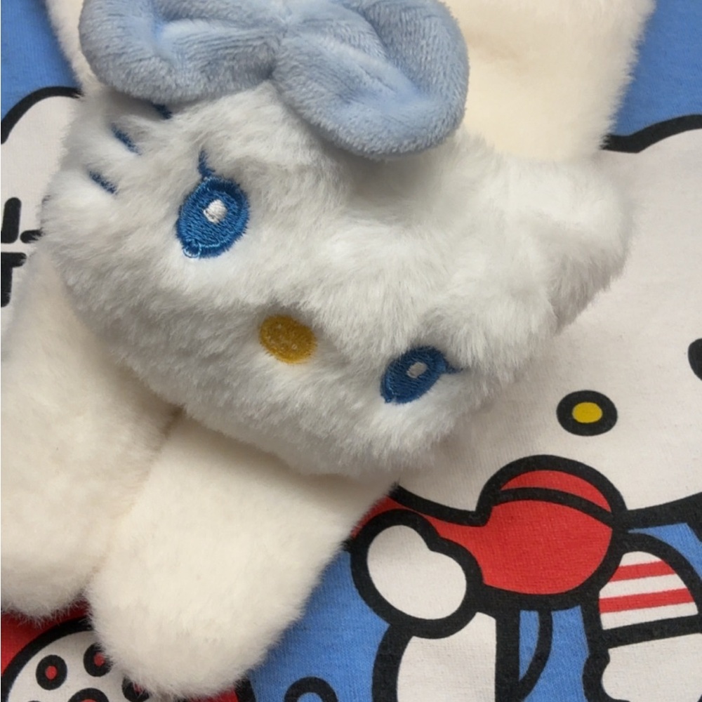 Cute White and Blue Plush Scarf